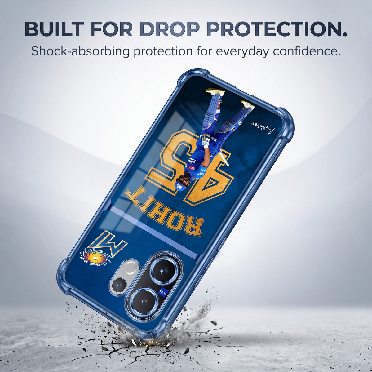 Vivo V60 5G Hitman Rohit Dual-Tone Transparent Blue Airbags Case