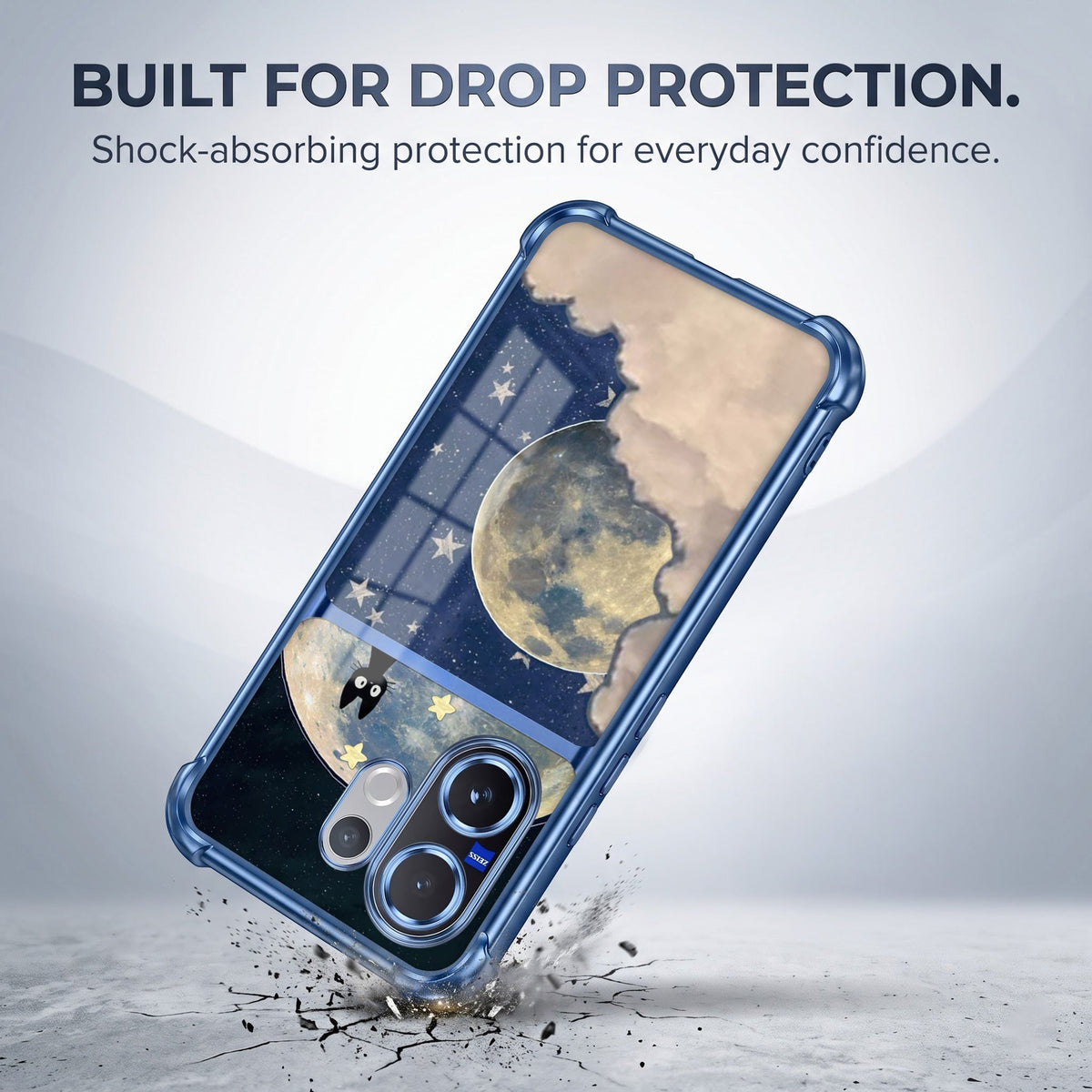 Vivo V60 5G Moonlight Galaxy Dual-Tone Transparent Blue Airbags Case