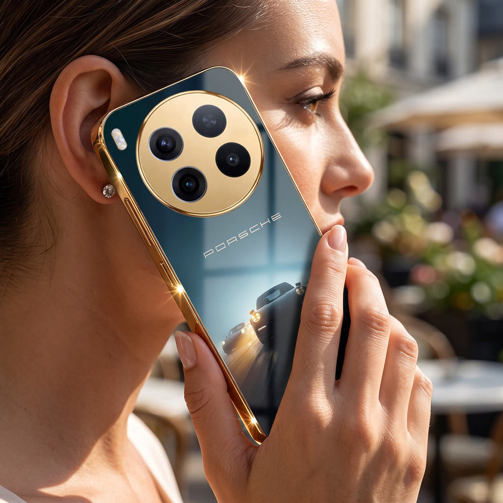 Vivo X300 Pro 5G Porsche Luxury Gold Electroplated Glass Phone Back Case