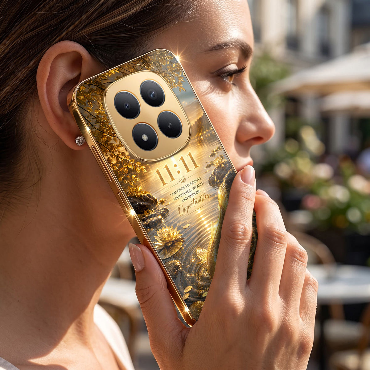 Redmi Note 15 Pro+ 5G 11:11 Manifestation Gold Electroplated Glass Phone Back Case