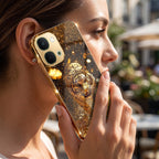 Vivo T5X 5G Luxury Tiger Gold Electroplated Glass Phone Back Case