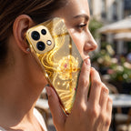 Oppo Reno 16C 5G Golden Rose Elegance Gold Electroplated Glass Phone Back Case