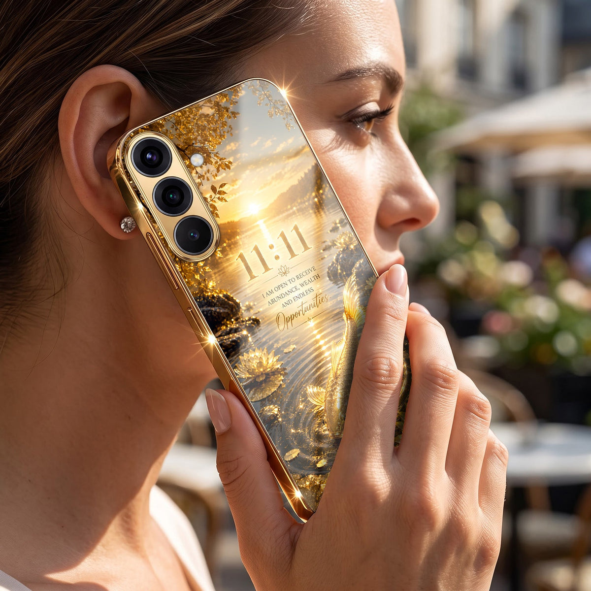 Samsung Galaxy A56 5G 11:11 Manifestation Gold Electroplated Glass Phone Back Case