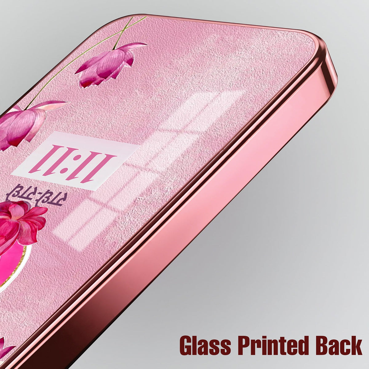 Vivo V40 Pro 5G Luxury Radhe Radhe 11:11 Pink Electroplated Glass Phone Back Case