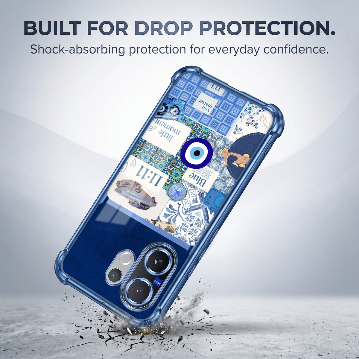Vivo V60 5G 11:11 Lucky Vibes Dual-Tone Transparent Blue Airbags Case