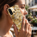 OnePlus 13s 5G Golden Diamond Shatter Gold Electroplated Glass Phone Back Case