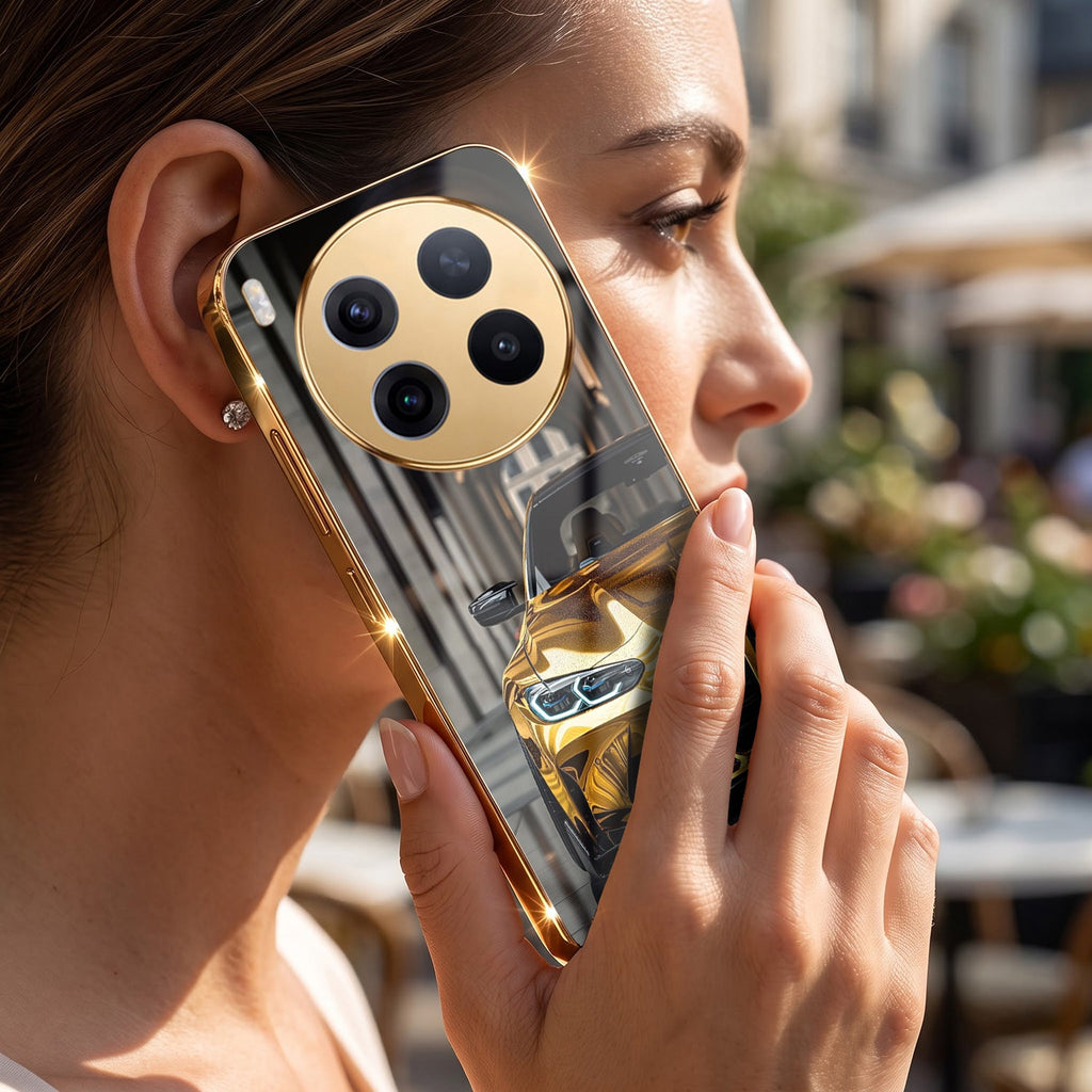 Vivo X300 Pro 5G Golden BMW Gold Electroplated Glass Phone Back Case