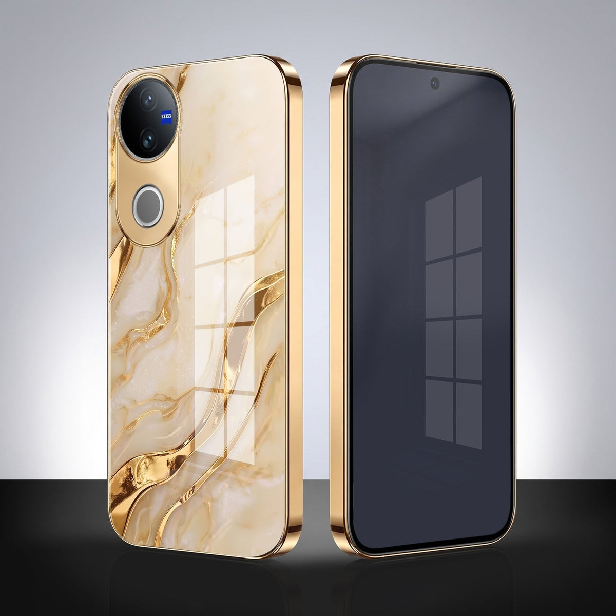 Vivo T4R 5G Marvel Texture Gold Electroplated Glass Phone Back Case