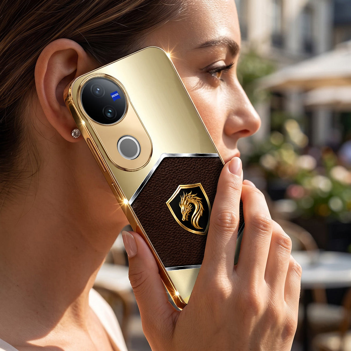 Vivo T4R 5G Dragon Crest Gold Electroplated Glass Phone Back Case