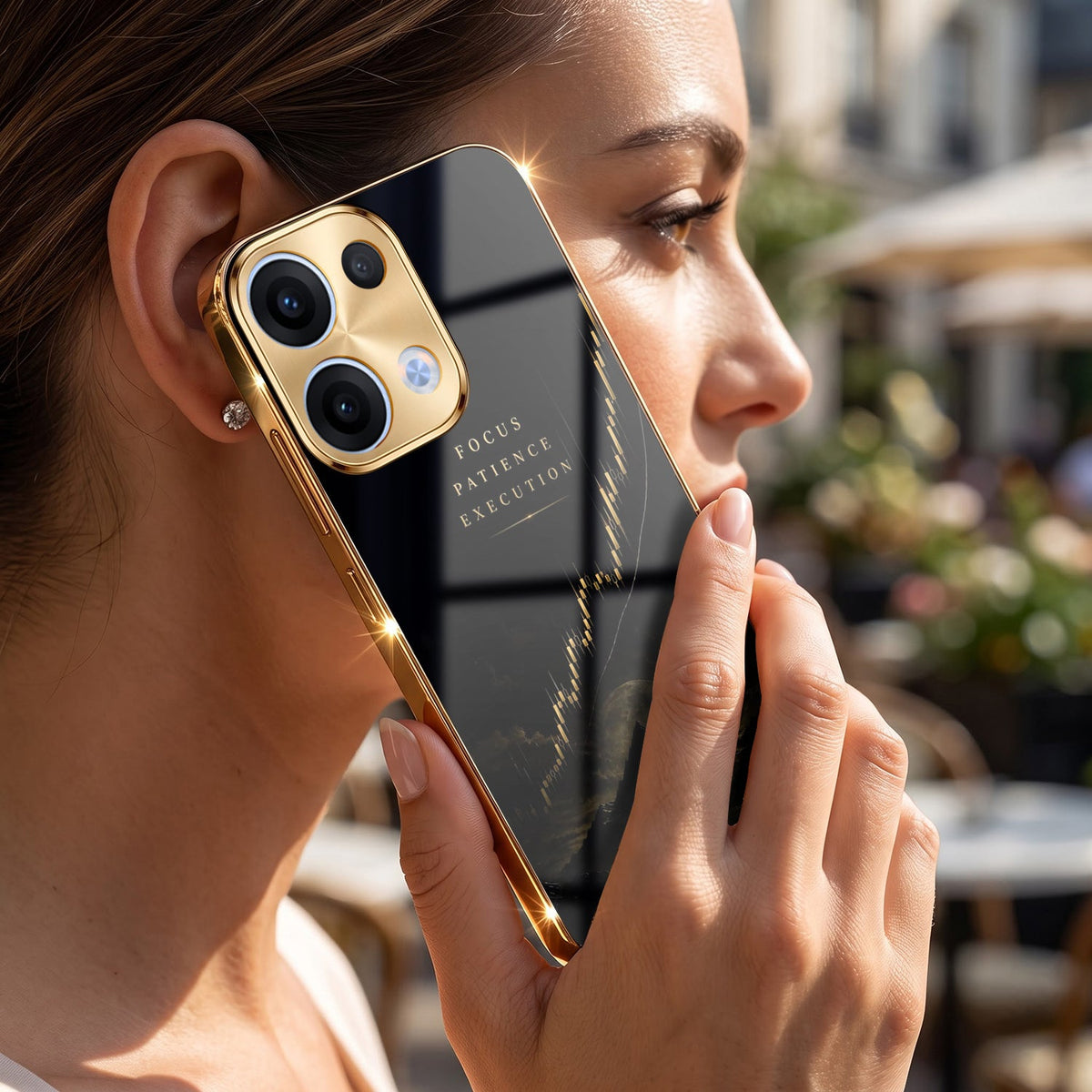Oppo Reno 13 5G Focus Electroplated Gold Glass Case