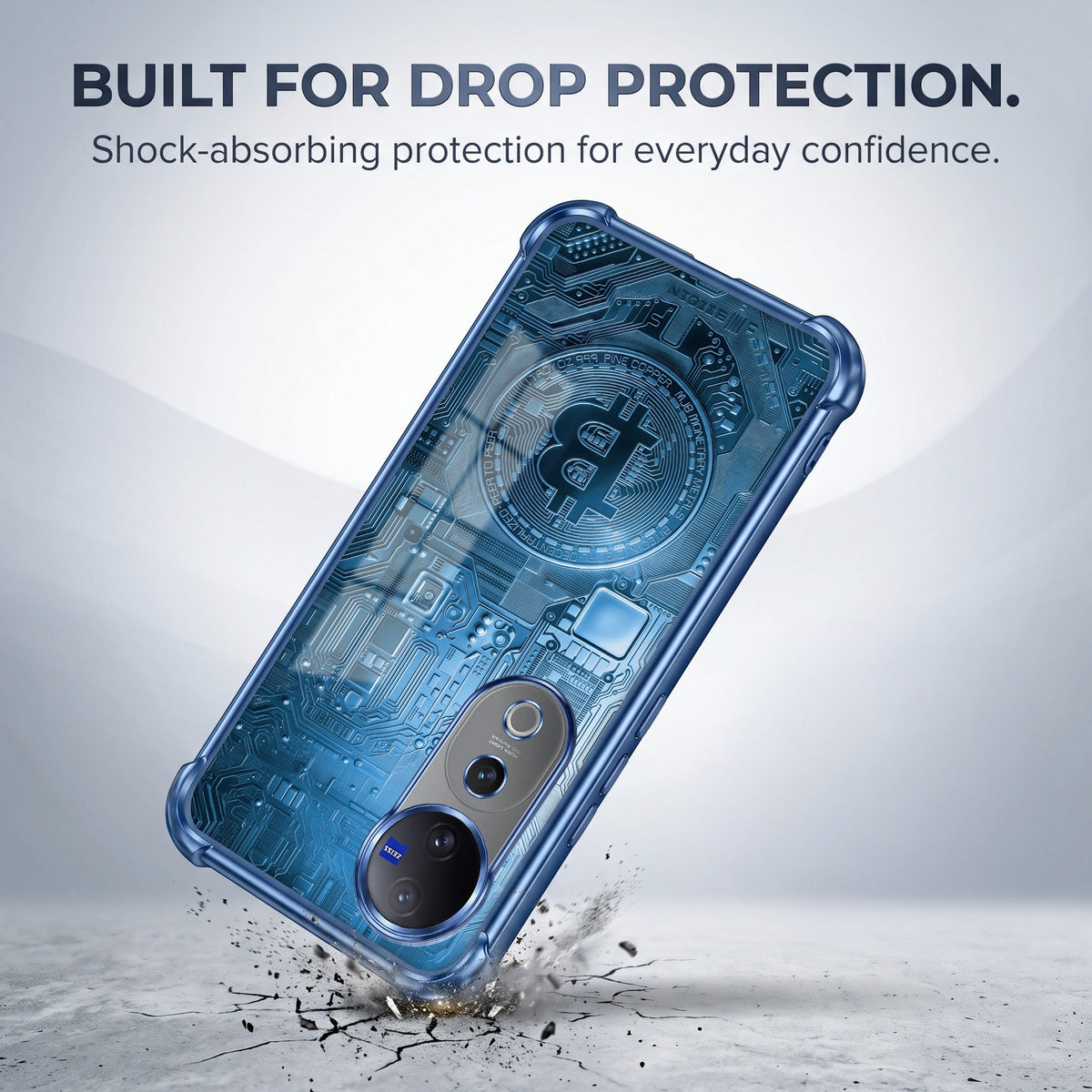Vivo V40 Pro 5G Bitcoin Blue Airbags Printed Back Case