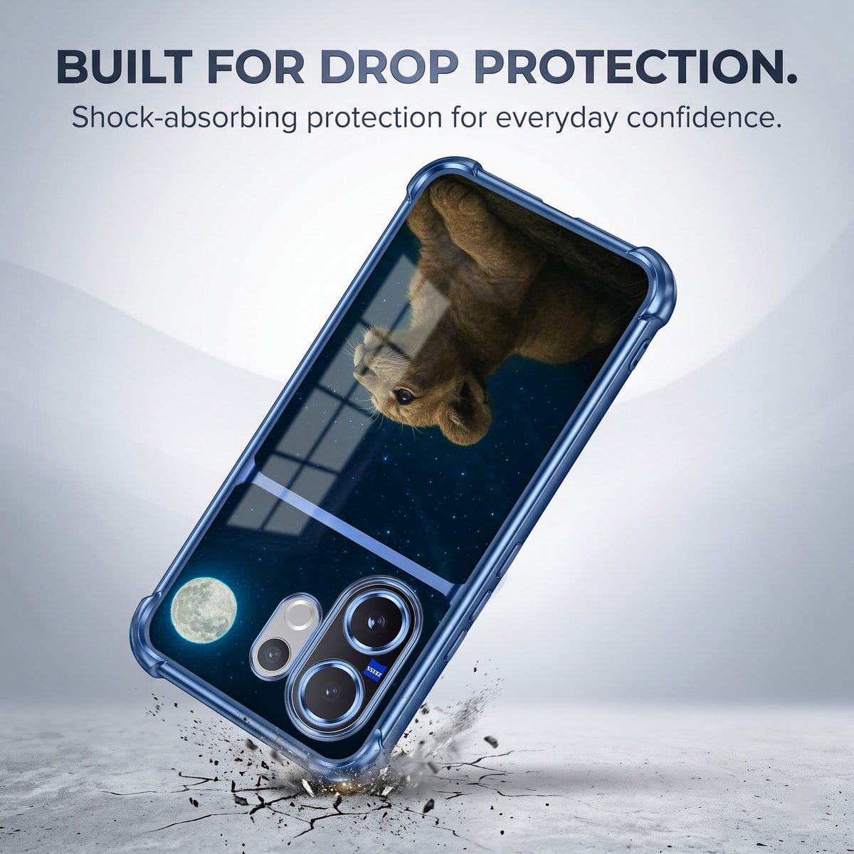 Vivo V60 5G Moonlit Baby Lion Dual-Tone Transparent Blue Airbags Case