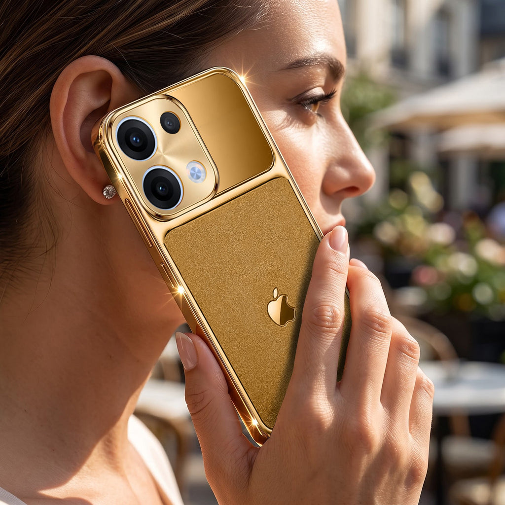 Oppo Reno 13 5G Royal Touch Apple Gold Electroplated Glass Phone Back Case