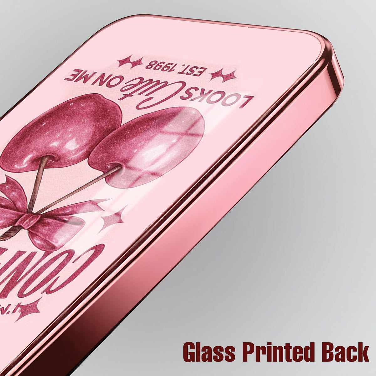 Vivo V70 5G Luxury Cherry Bow Pink Electroplated Glass Phone Back Case