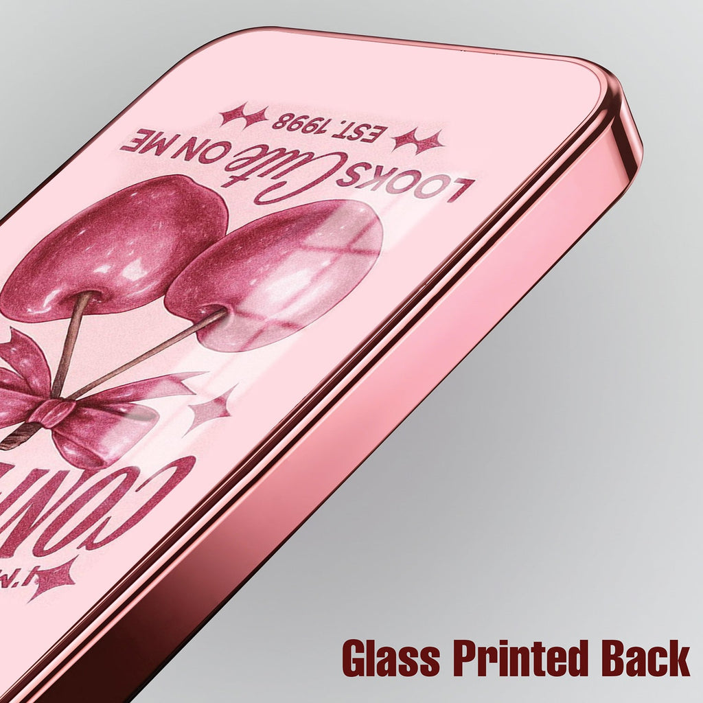 Vivo V40 Pro 5G Luxury Cherry Bow Pink Electroplated Glass Phone Back Case