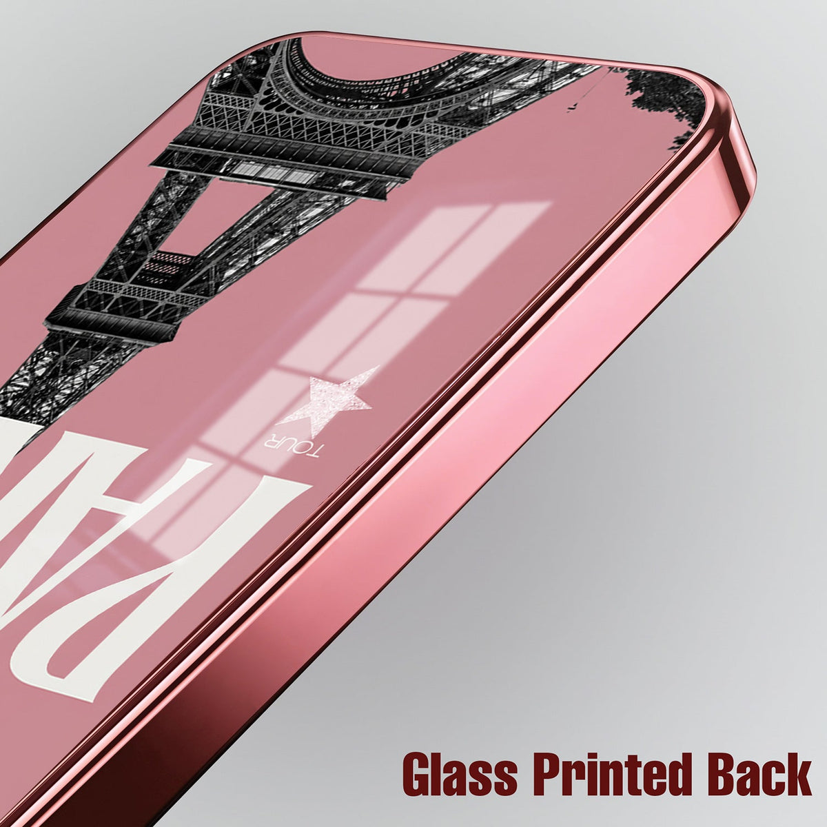 Redmi Note 15 Pro+ 5G Luxury Paris Tower Pink Electroplated Glass Phone Back Case