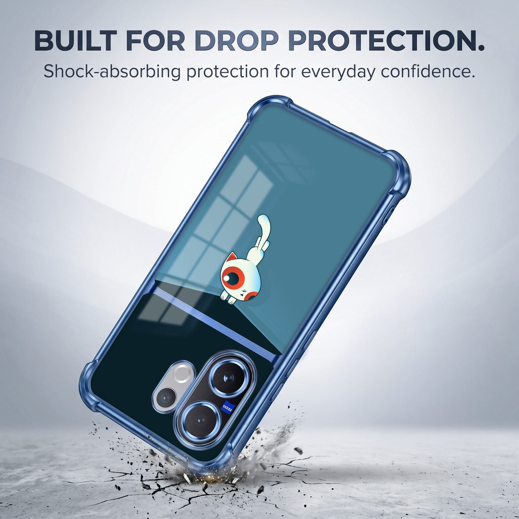 Vivo V60 5G Cute Cyclops Monster Dual-Tone Transparent Blue Airbags Case