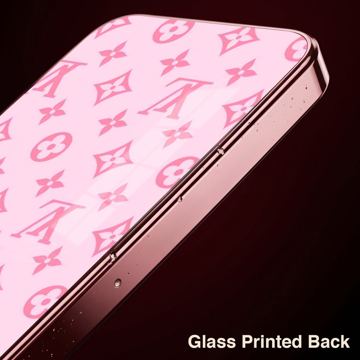 Oppo Reno 14 5G Luxury Monogram Pink Electroplated Glass Phone Back Case