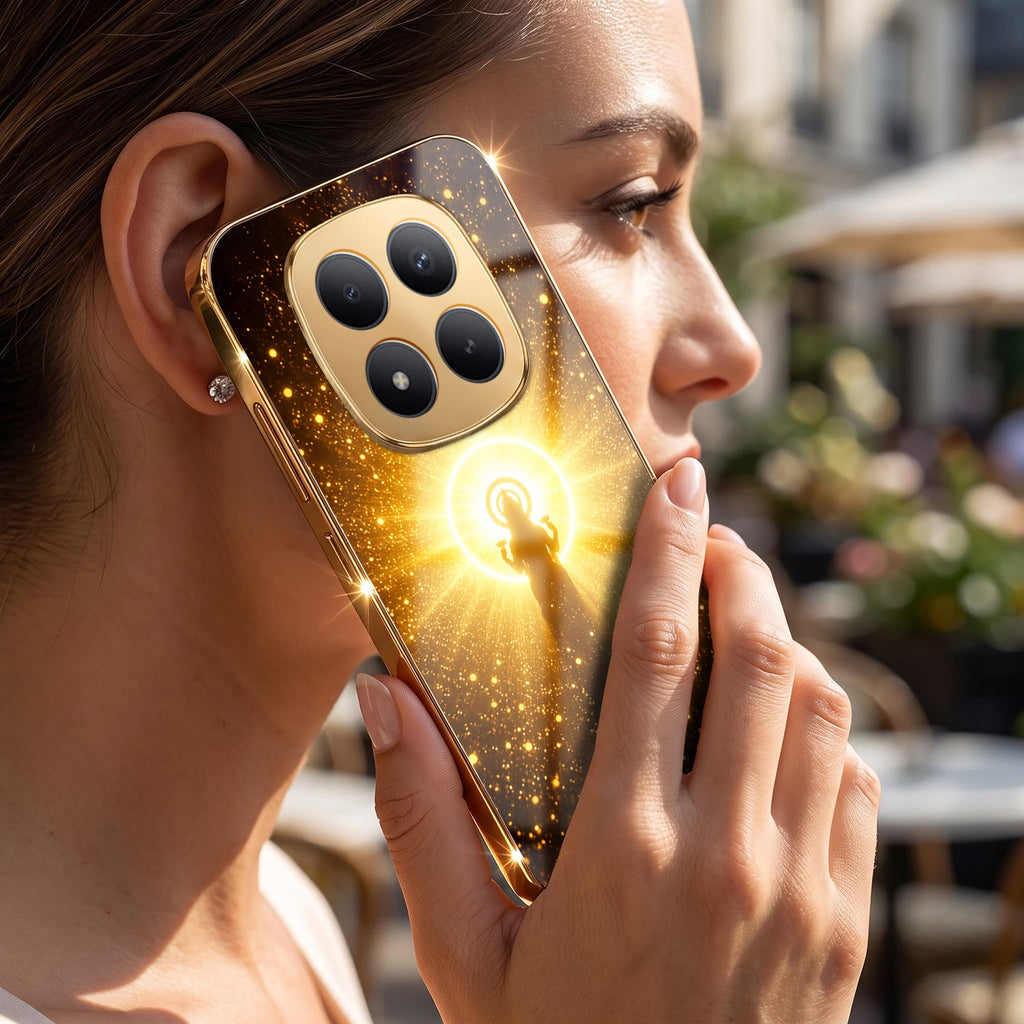 Redmi Note 15 Pro+ 5G Lakshmi Sacred Gold Electroplated Glass Phone Back Case