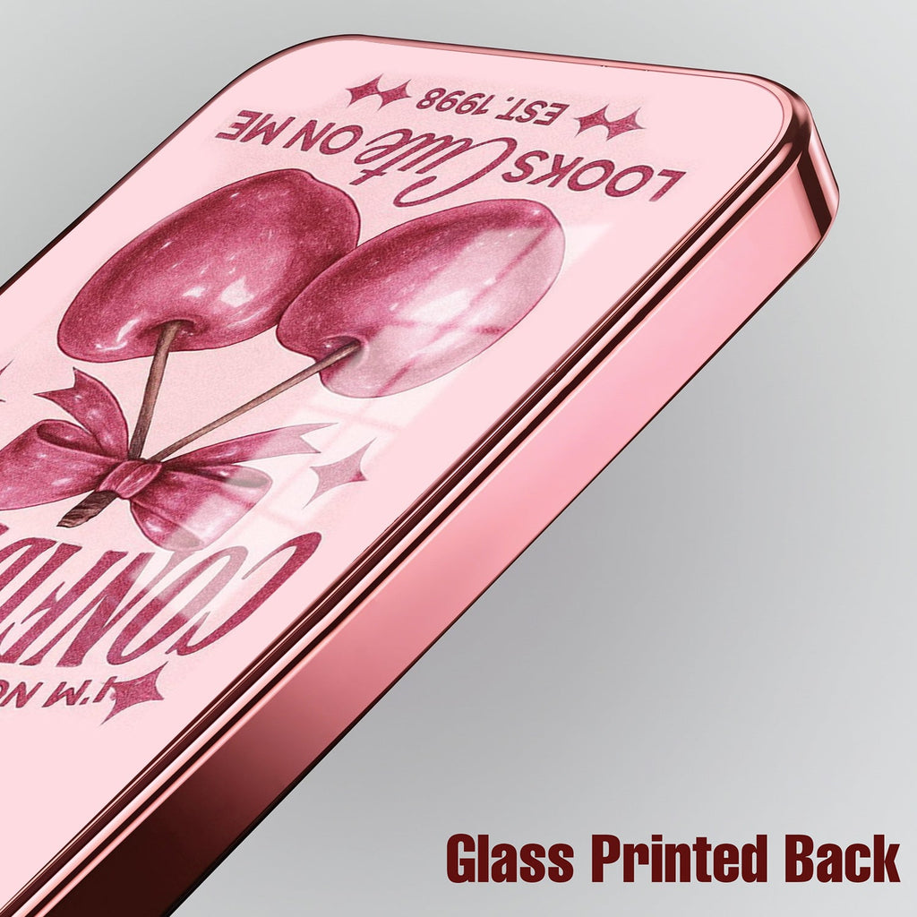 Redmi Note 15 Pro+ 5G Luxury Cherry Bow Pink Electroplated Glass Phone Back Case