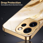 Oppo Reno 15 Pro Mini 5G Marvel Texture Gold Electroplated Glass Phone Back Case