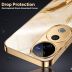 Vivo V40 Pro 5G Marvel Texture Gold Electroplated Glass Phone Back Case