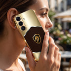 Samsung Galaxy A56 5G Dragon Crest Gold Electroplated Glass Phone Back Case