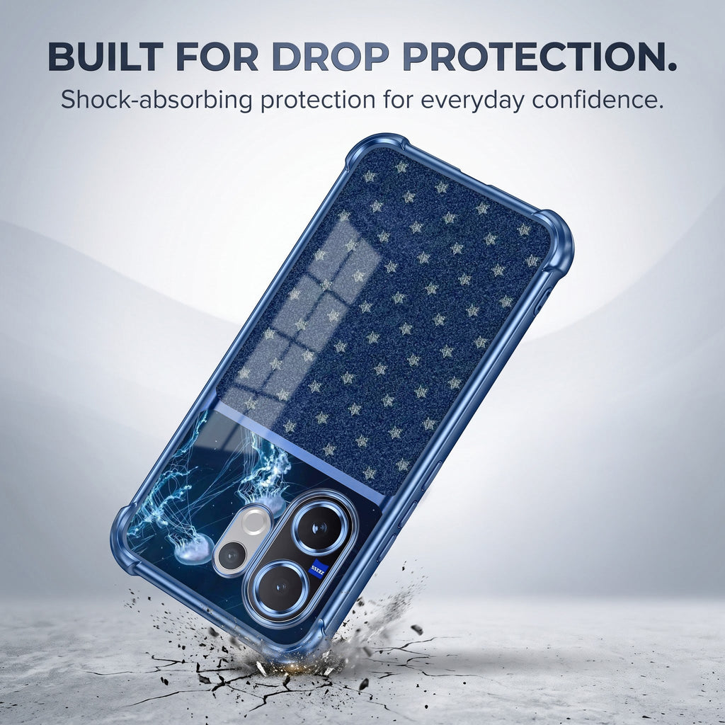 Vivo V60 5G Galaxy Stars Dual-Tone Transparent Blue Airbags Case