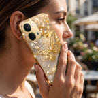 Vivo T5x 5G Golden Butterfly Gold Electroplated Glass Phone Back Case