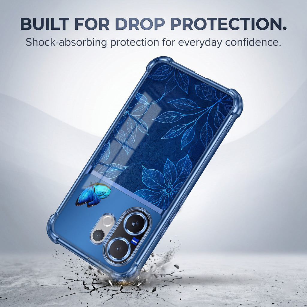 Vivo V60 5G Azure Butterfly Dual-Tone Transparent Blue Airbags Case