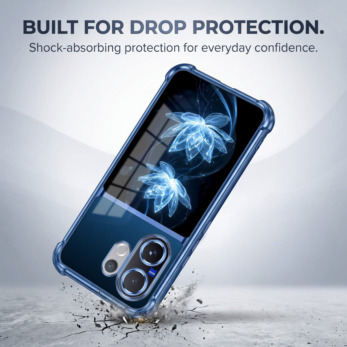 Vivo V60 5G Celestial Lotus Dual-Tone Transparent Blue Airbags Case