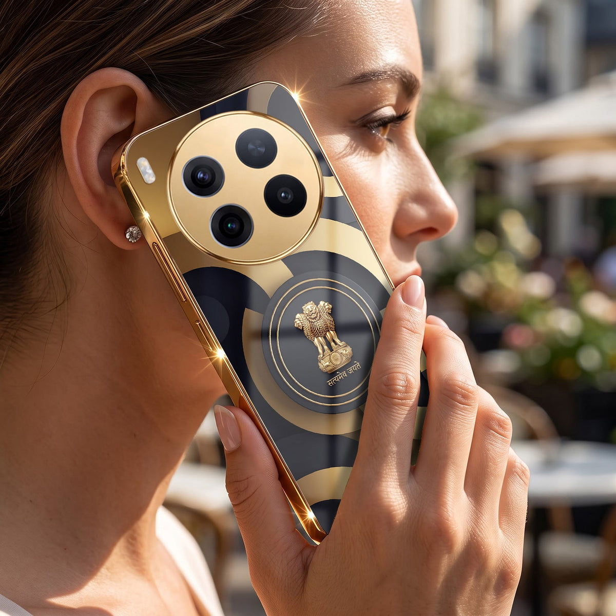Vivo X300 Pro 5G Royal Emblem Gold Electroplated Glass Phone Back Case
