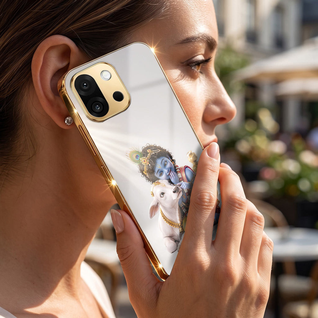 OnePlus 13s 5G Bal Krishna Blessings Gold Electroplated Glass Phone Back Case