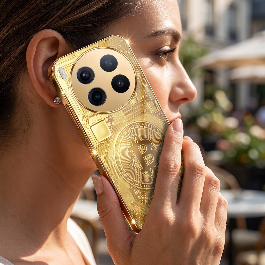 Vivo X300 Pro 5G Bitcoin Gold Electroplated Glass Phone Back Case