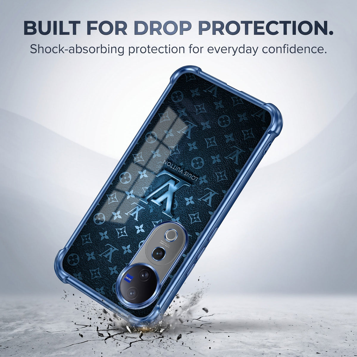 Vivo V40 Pro 5G LV Monogram Blue Airbags Printed Back Case