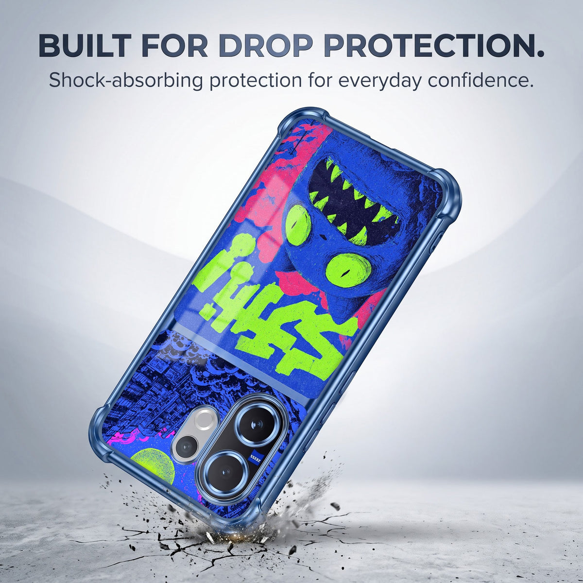 Vivo V60 5G Neon Monster Dual-Tone Transparent Blue Airbags Case