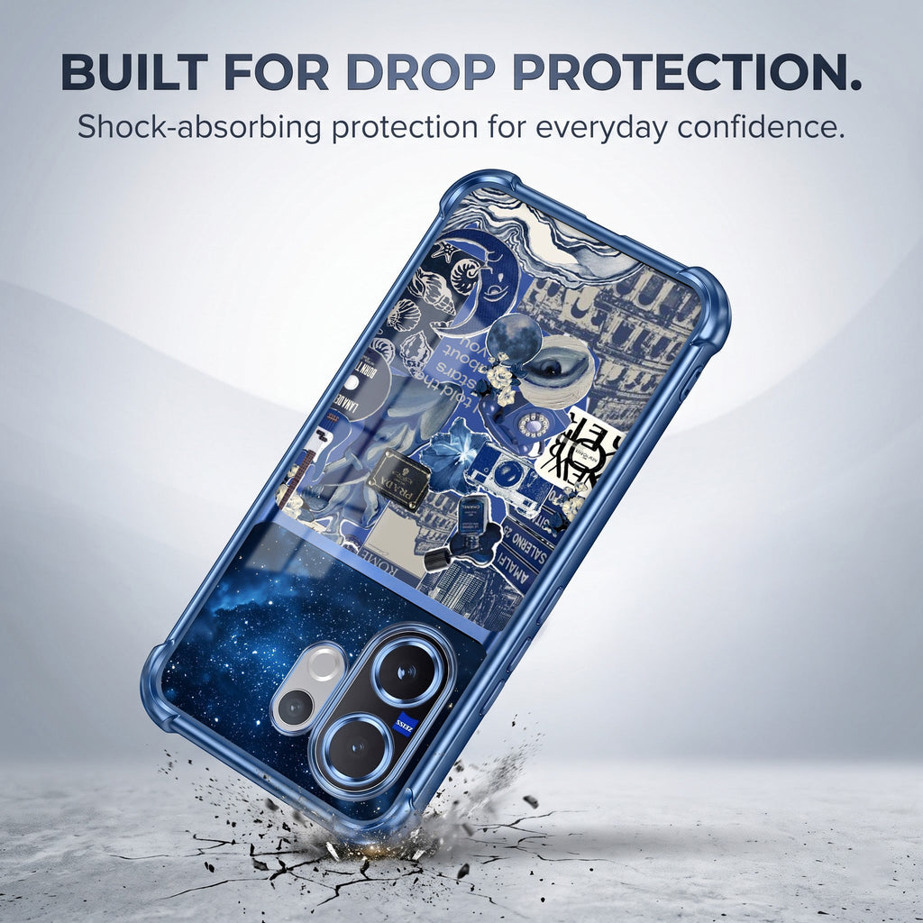 Vivo V60 5G Cosmic Vintage Dual-Tone Transparent Blue Airbags Case