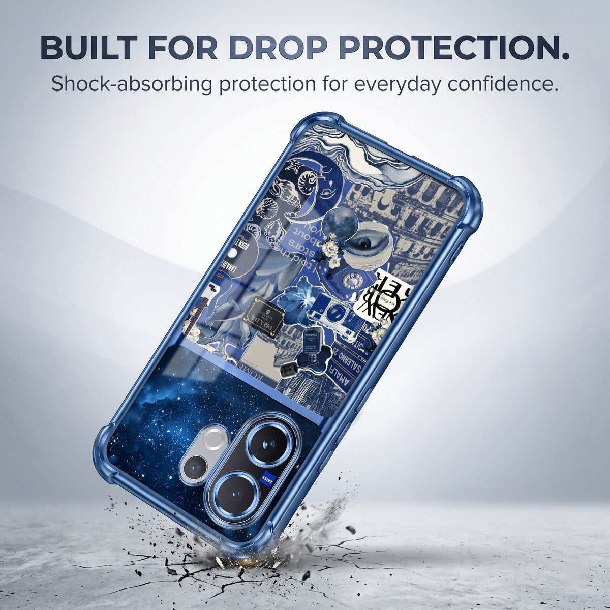 Vivo V60 5G Cosmic Vintage Dual-Tone Transparent Blue Airbags Case