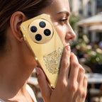 Vivo X300 Pro 5G Golden Tiger Face Gold Electroplated Glass Phone Back Case