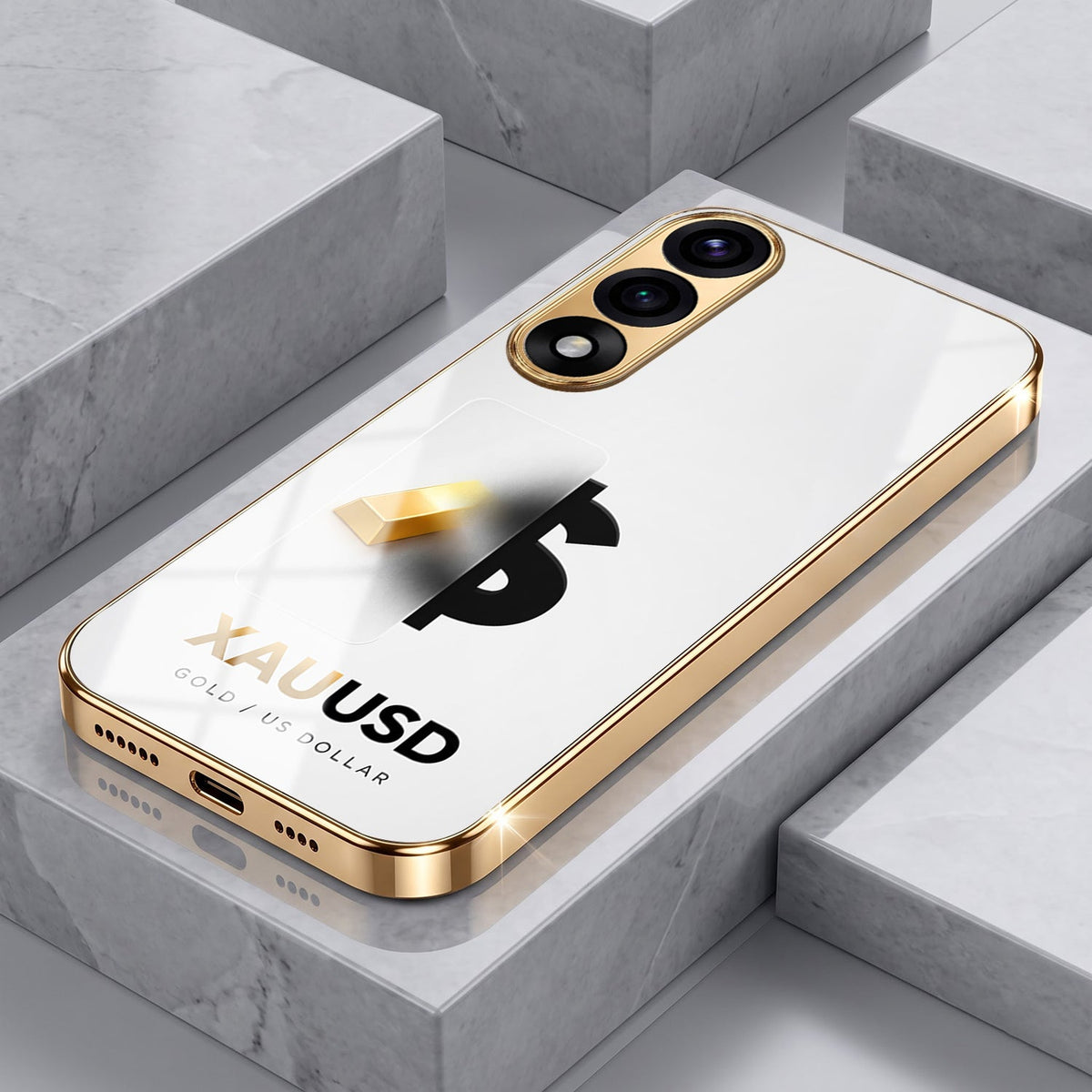 Oneplus Nord 5 5G Luxury XAU/USD Gold Electroplated Glass Phone Back Case