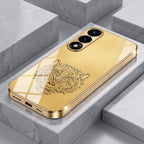 Oneplus Nord 5 5G Golden Tiger Face Gold Electroplated Glass Phone Back Case
