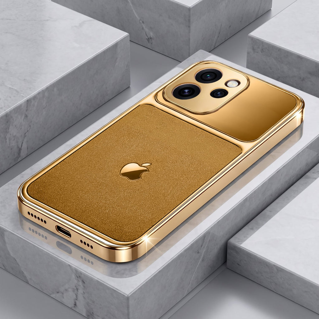 Oppo Reno 15 Pro Mini 5G Royal Touch Apple Gold Electroplated Glass Phone Back Case