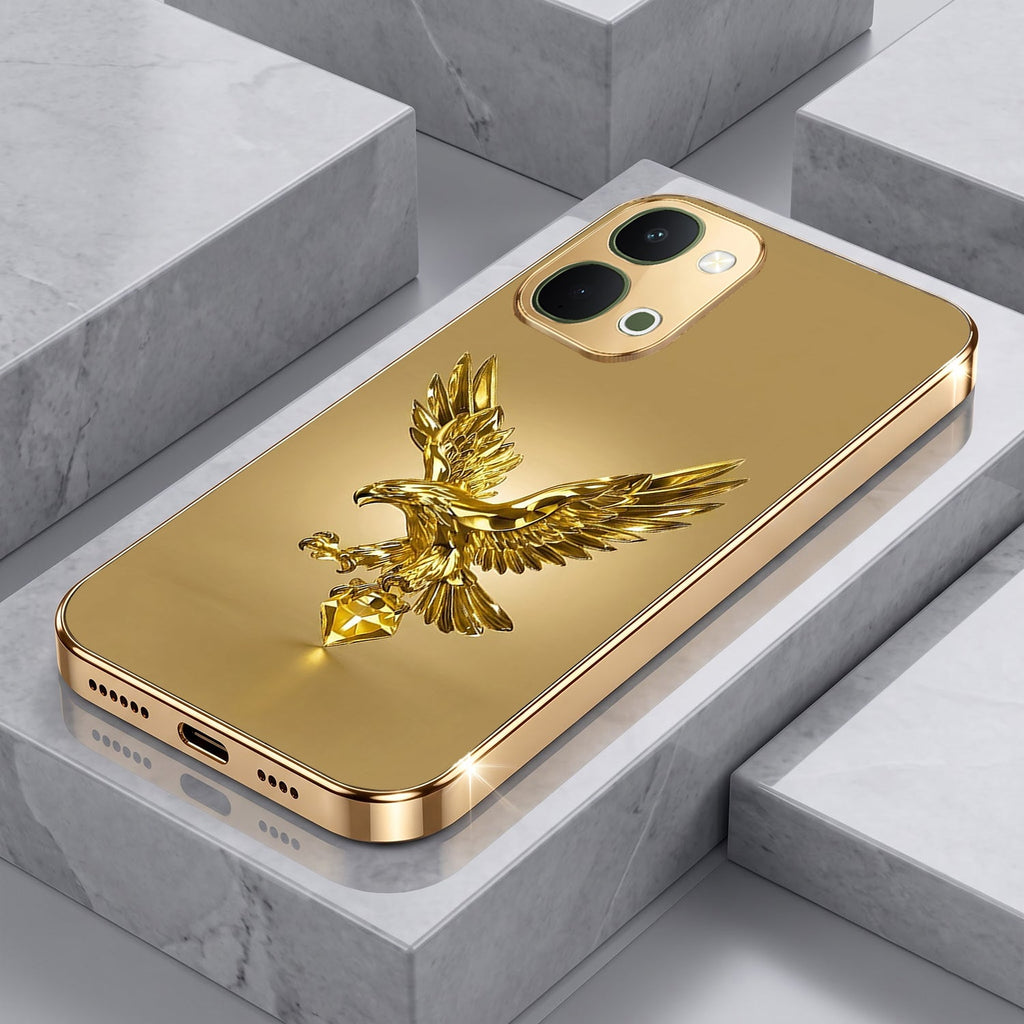 Vivo Y51 Pro 5G Golden Eagle Gold Electroplated Glass Phone Back Case