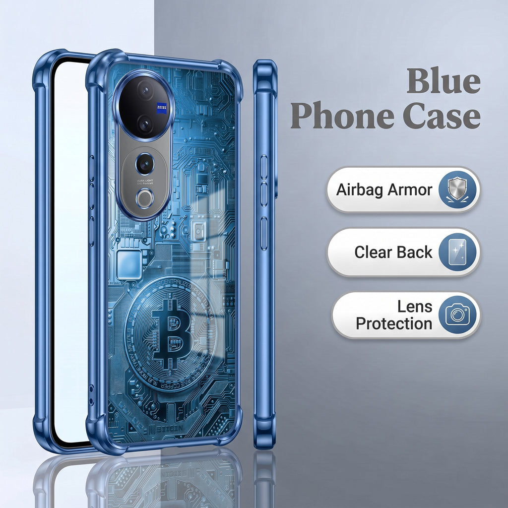 Vivo V40 Pro 5G Bitcoin Blue Airbags Printed Back Case