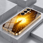 Samsung Galaxy A56 5G Lakshmi Sacred Gold Electroplated Glass Phone Back Case