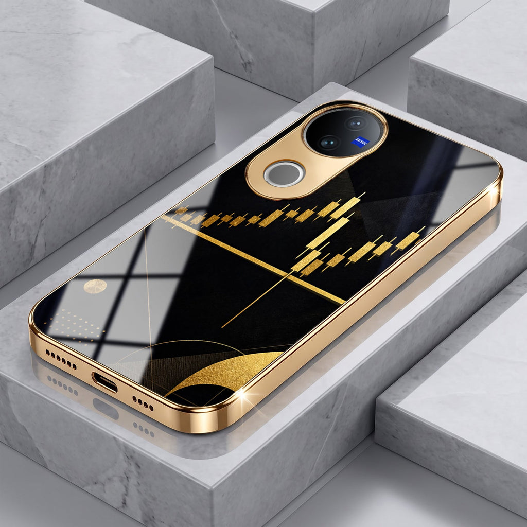 Vivo V50 5G Trading Candles Gold Electroplated Glass Case