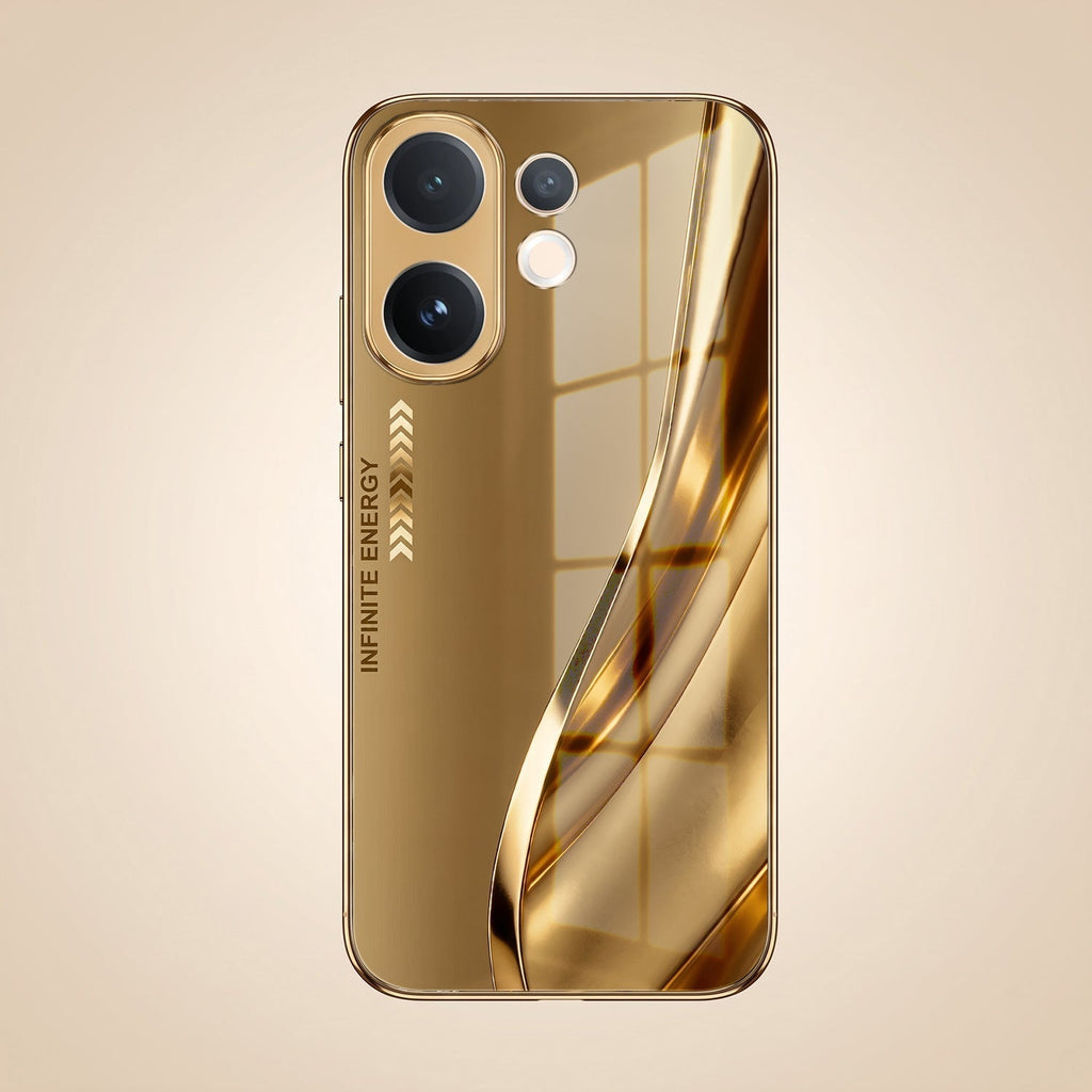 Vivo V60e 5G Luxury Infinity Energy Gold Electroplated Glass Phone Case