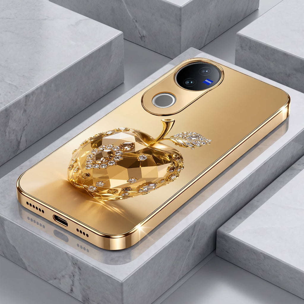 Vivo T4R 5G Golden Apple Gold Electroplated Glass Phone Back Case