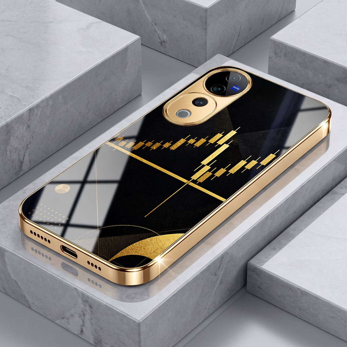 Vivo V40 Pro 5G Trading Candles Gold Electroplated Glass Case