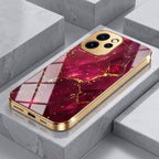 Oppo Reno 15 Mini 5G Luxury Crimson Gold Marble Electroplated Glass Case